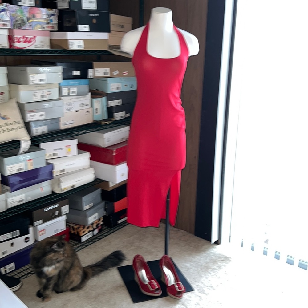Misguided red midi dress